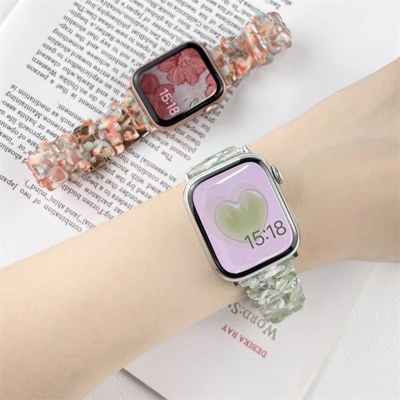 Dây Đeo Đồng Hồ Họa Tiết Bươm Bướm Bằng Nhựa Kích Thước 41MM 45MM 44mm 40mm 42mm 38mm Cho iWatch Series 7 6 Se 5 4 3 2