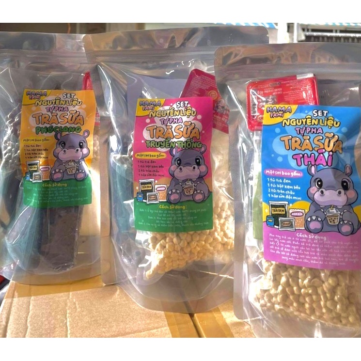 Set nguyên liệu pha trà sữa trân châu - Hama Fami