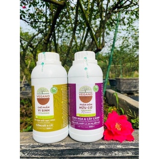 Combo 2 chai phân bón hữu cơ🌷 VEGANO🌷 hoa hồng + chế phẩm vi sinh Vitamino cải tạo đất dành cho hoa hồng, hoa lan