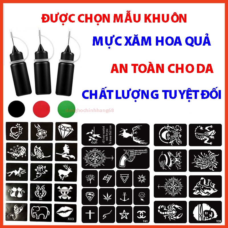 Hình Xăm 15 Ngày ⚡️ Được Chọn Khuôn Và Màu Mực ⚡️ 1 Bộ Gồm Mực + (20 -70 ) Hình Phù Hợp Với Mọi Lứa Tuổi