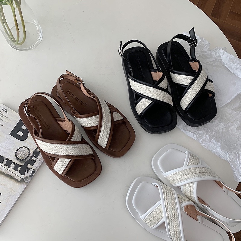 Dép sandal nữ chống trượt quai chéo, 3 màu thiết kế mới HSD225