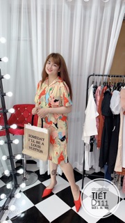Bigsize Đầm sơ mi hoạ tiết D111