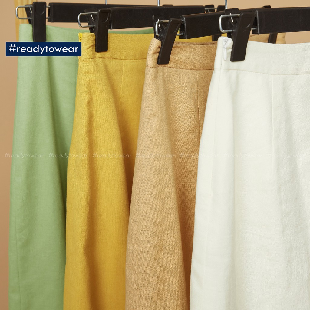 Chân váy xẻ tà dáng dài suông chữ A midi 2 lớp ôm nhẹ công sở màu trắng vàng tím be - linen long office skirt CV01 | BigBuy360 - bigbuy360.vn