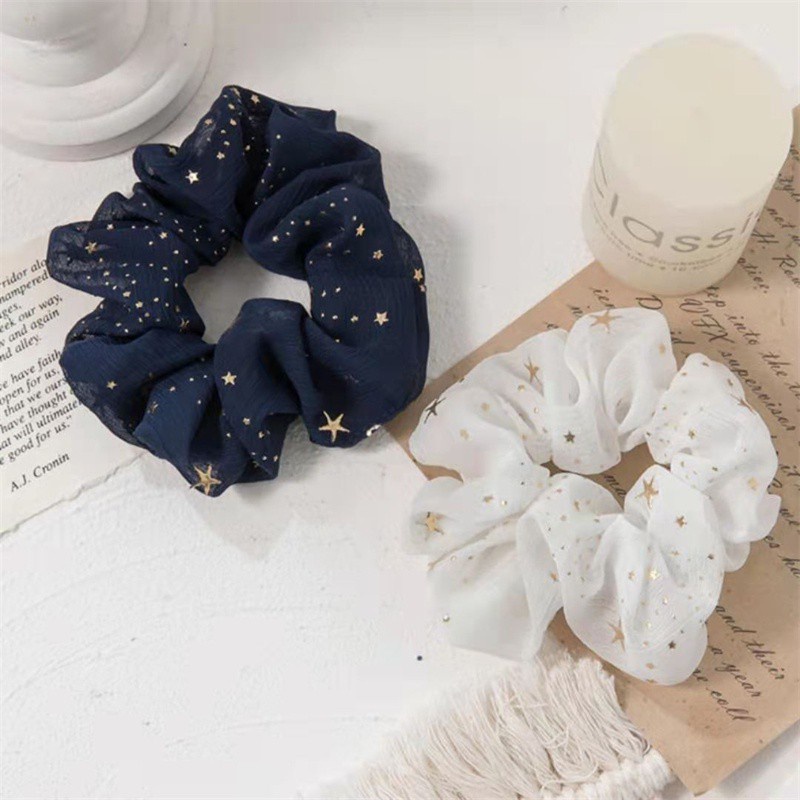 Dây Buộc Tóc Scrunchies Họa Tiết Vũ Trụ Nhiều Màu Sắc