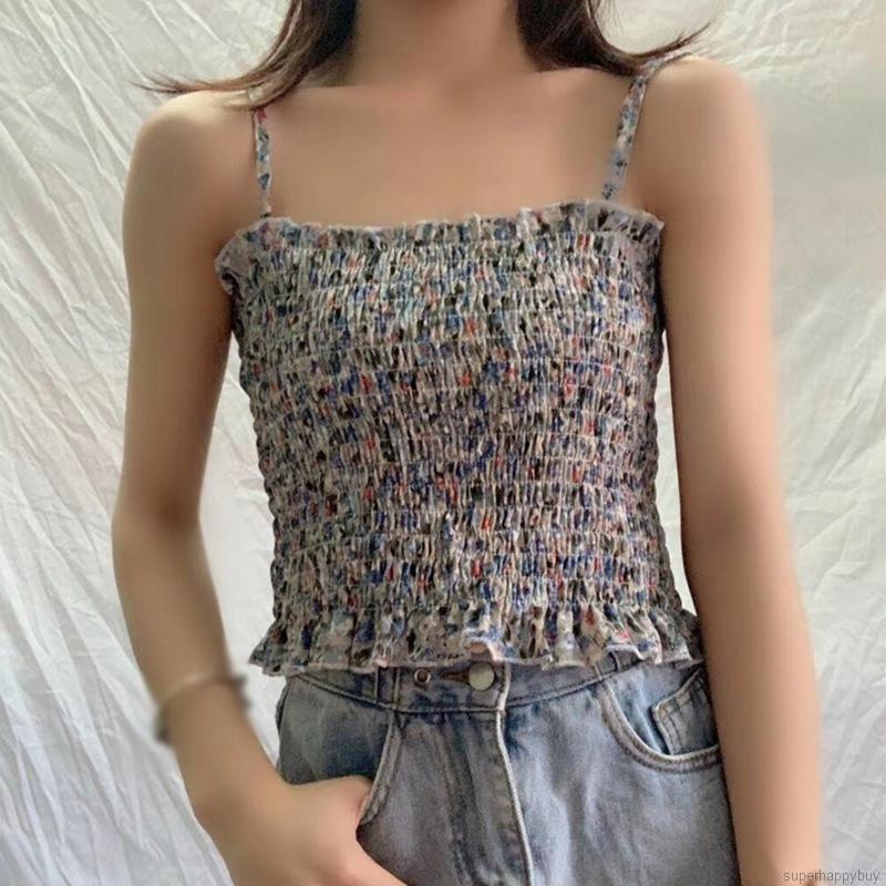 Áo Hai Dây Họa Tiết Hoa Xinh Xắn Cho Nữ