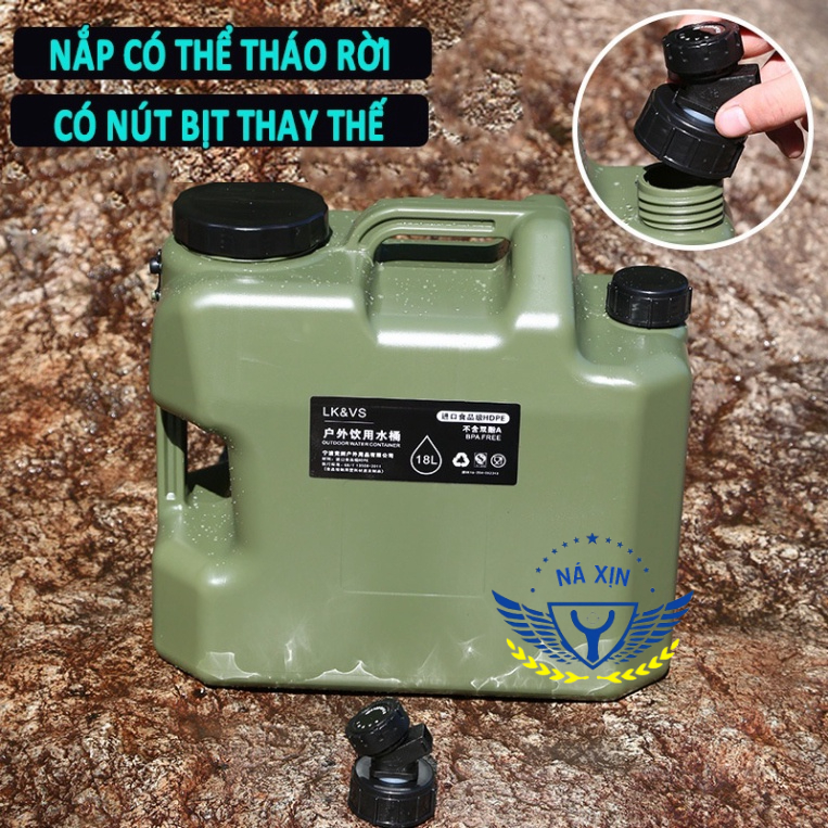 Bình đựng nước cắm trại du lịch dã ngoại di động ngoài trời, có van khóa, có vòi nối dài tiện lợi - DCP9