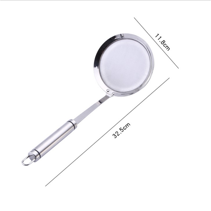 Dụng cụ lọc vớt bọt, lọc dầu, cặn bã inox IN43 tặng 1 miếng xơ mướp rửa bát