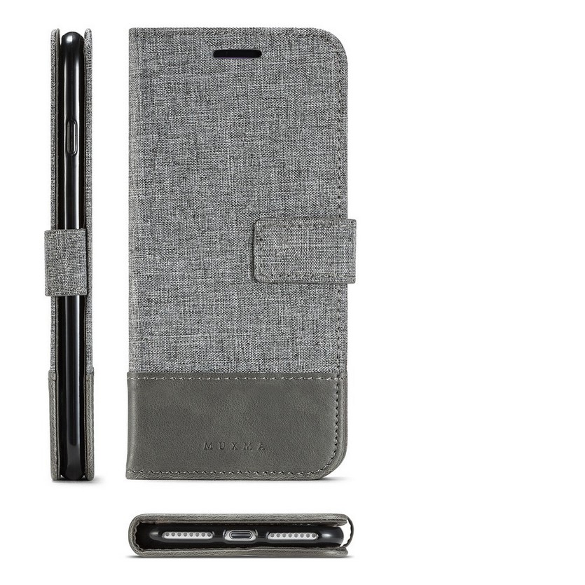 [iPhone] Bao da nắp gập có giá đứng chất liệu canvas cho IPhone X XS Max XR | BigBuy360 - bigbuy360.vn