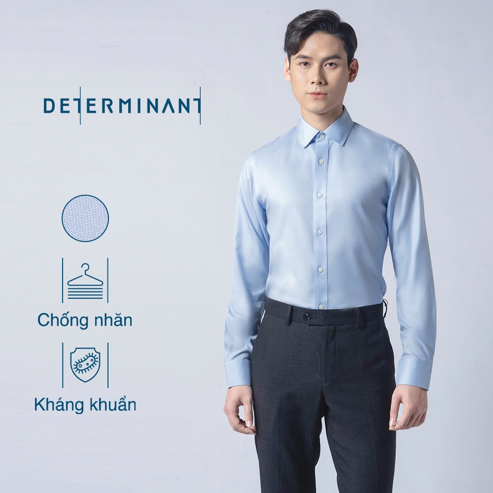 Áo sơ mi nam công sở tay dài DETERMINANT chống nhăn - kháng khuẩn - màu xanh nhạt - Light Blue [DET301]