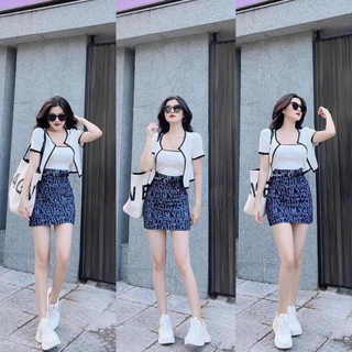 Sét 3 món áo khoác thun gân kèm đai