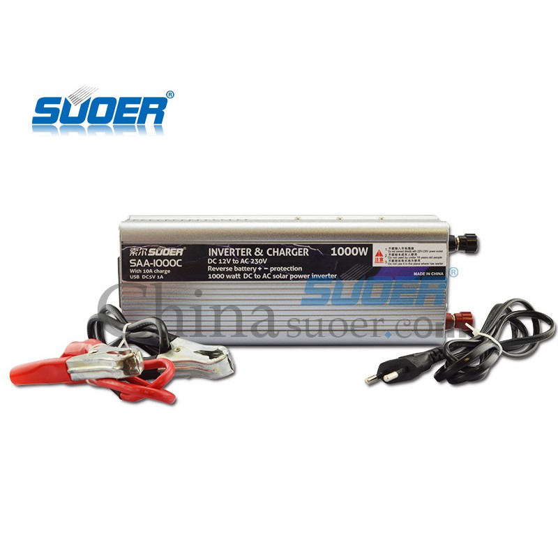 Bộ đổi điện 1000W 12V sang 220V có sạc 10A - SAA 1000C