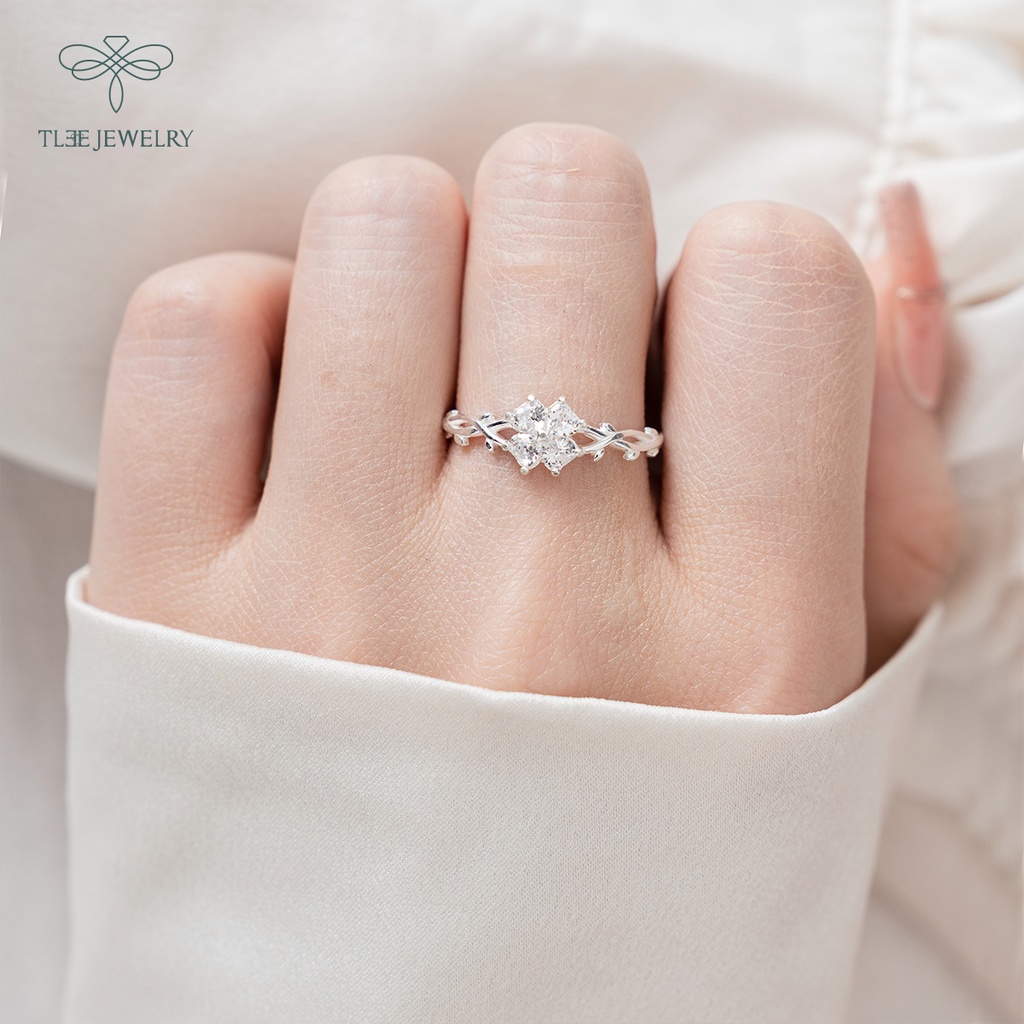Nhẫn bạc nữ TLEE cỏ bốn là đính đá cao cấp NCJ A0104