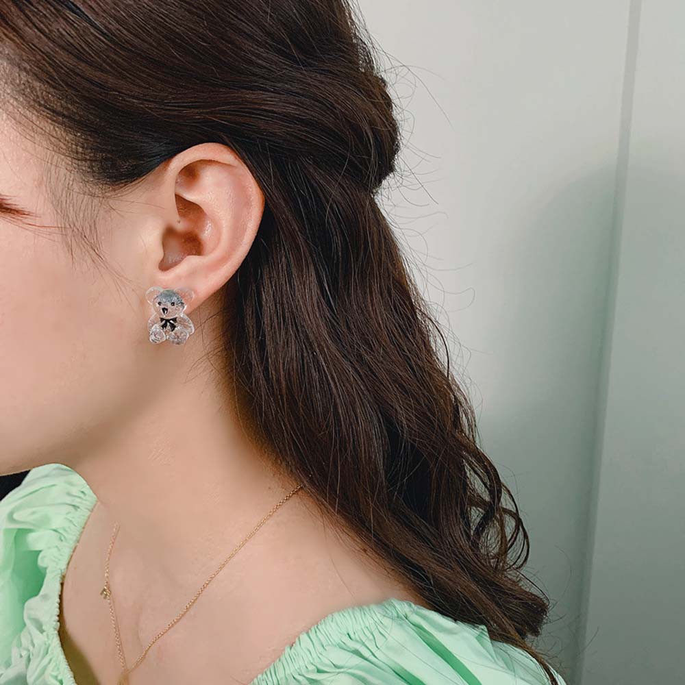 Bông Tai Nhựa Hình Gấu Đáng Yêu Cho Nữ