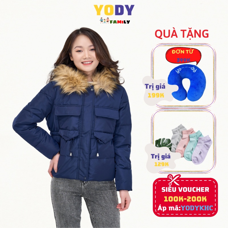 Áo Phao Nữ Lông Vũ YODY Có Rút Eo, Áo Khoác Nữ Dáng Ngắn Siêu Ấm Cao Cấp Chống Thấm Nước PHN4006