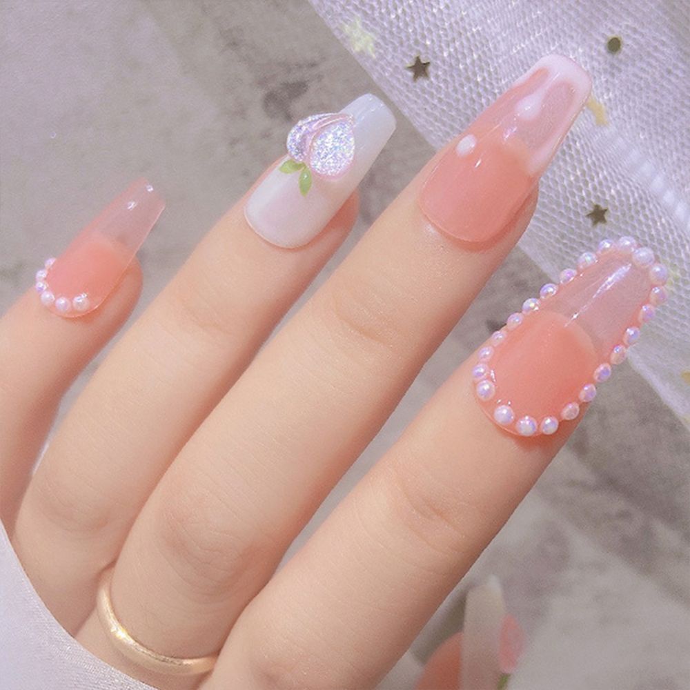 [Hàng mới về] Bộ 30 phụ kiện trang trí móng tay nhiều màu sắc hình trái tim 3d diy