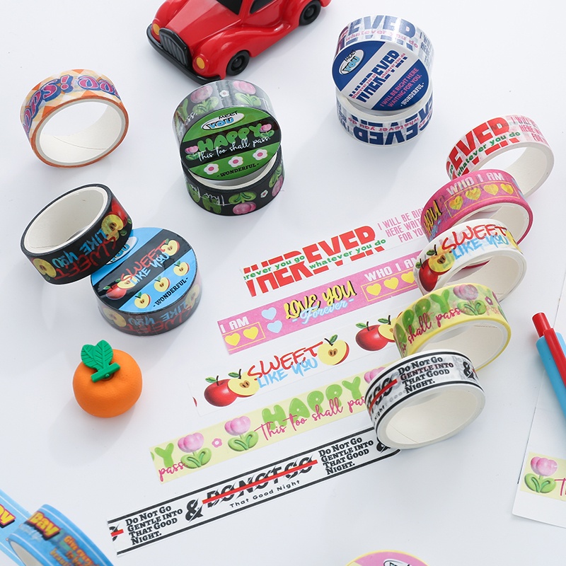 Cuộn Băng Keo Washi 15mm * 3m Phong Cách Hàn Quốc Độc Đáo Trang Trí Sổ Tay / Album Ảnh