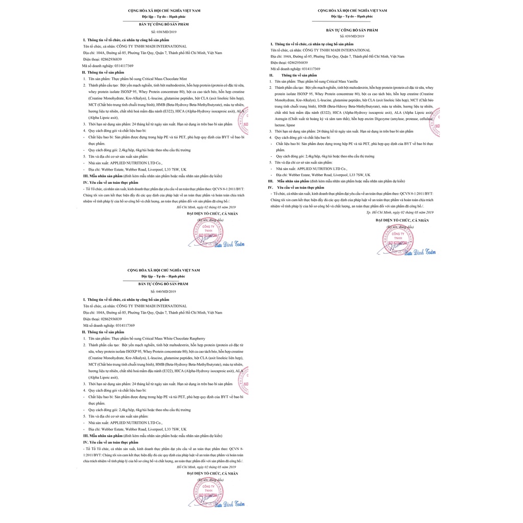 Applied Nutrition Critlcal Mass 2,4kg Sữa Tăng Cân Cho Người Gầy