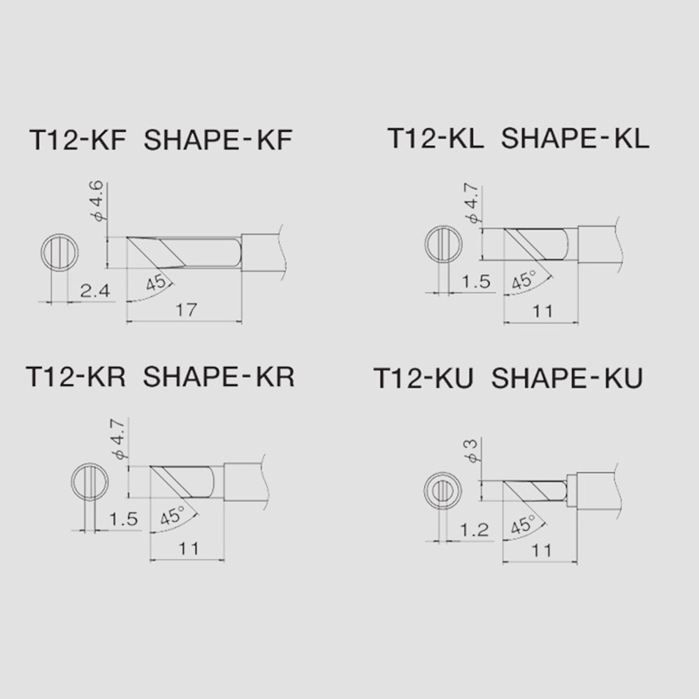 Đầu mỏ hàn DIYMORE T12 KU KR KL KF K ILS IL thay thế cho máy hàn cầm tay HAKO