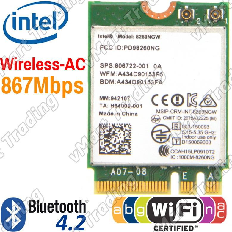 Card WiFi Laptop Intel 8260 chuẩn AC + Blueooth 4.2