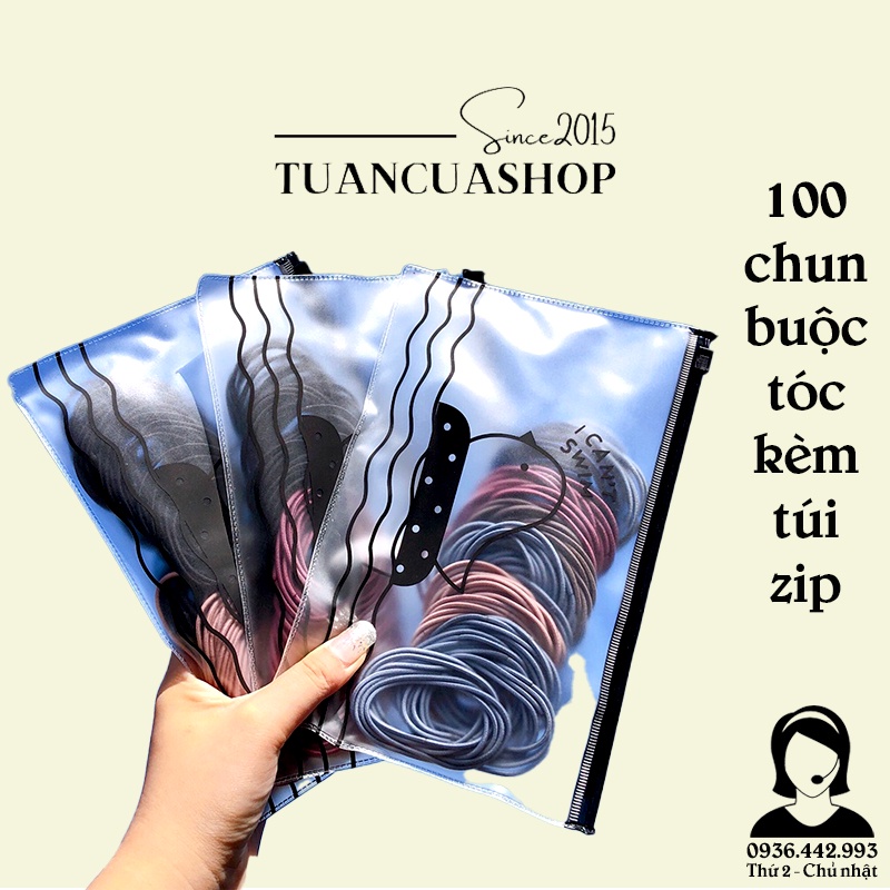 Combo 100 chun buộc tóc trơn mix nhiều màu