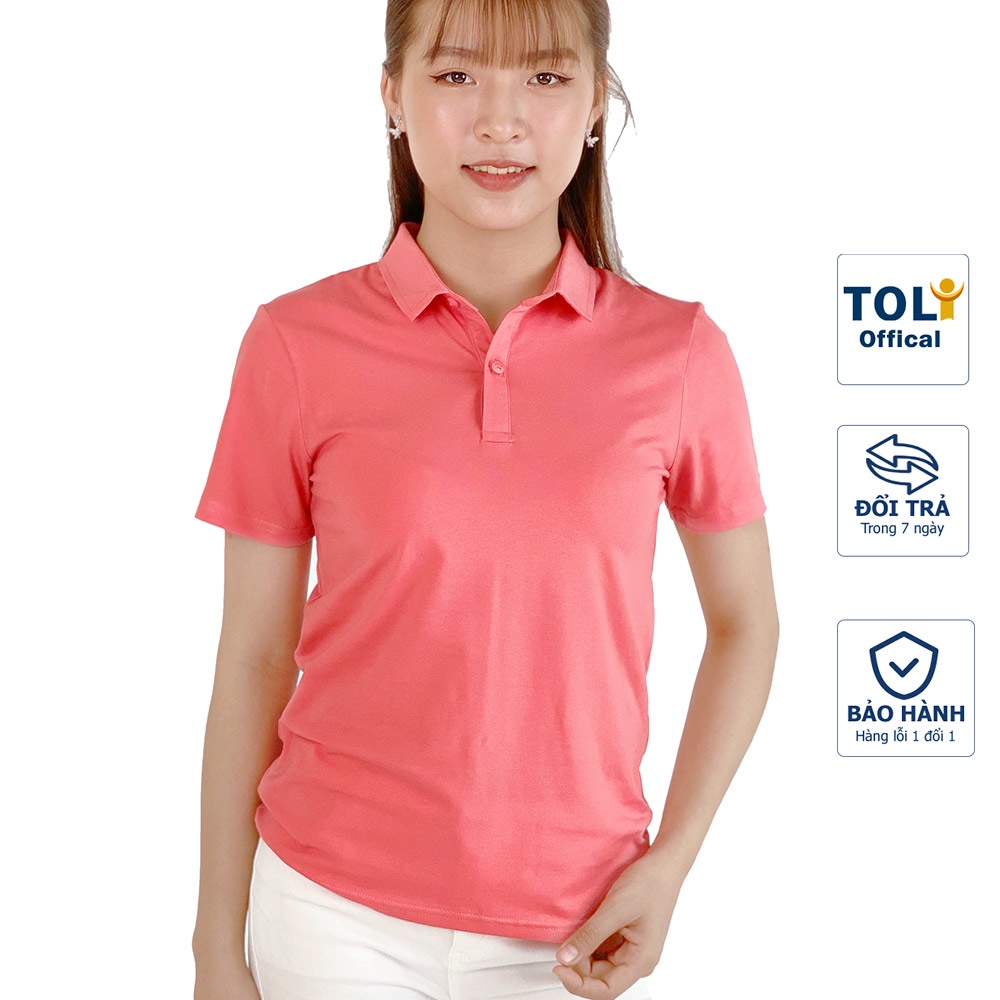 Áo thun nữ Cổ Sơ Mi (Cổ trụ) TOLI, chất cotton 4 chiều mềm mịn, co dãn Màu Hồng Dâu