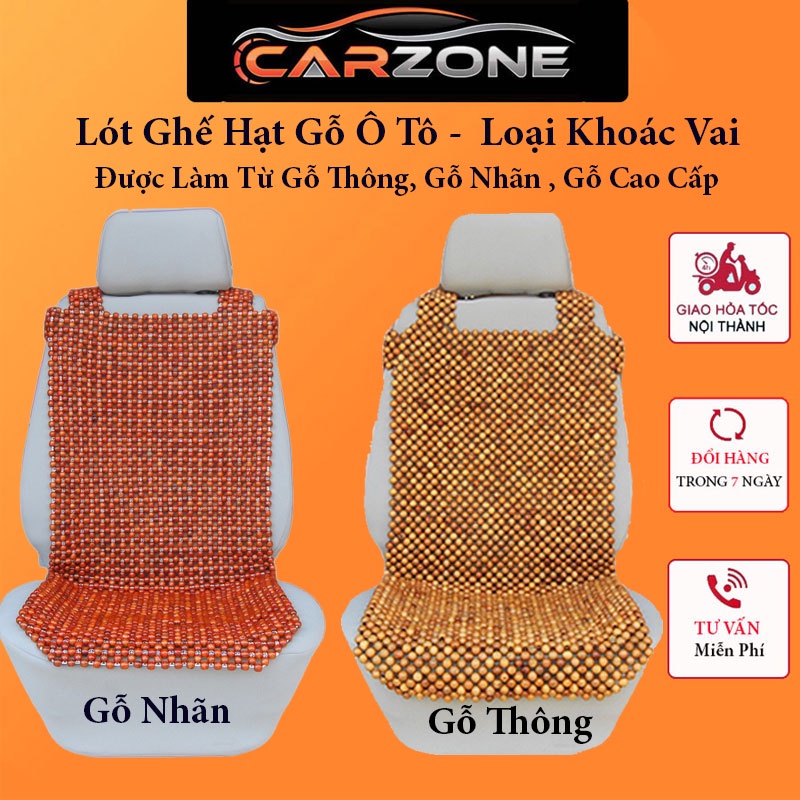 Lót Ghế Ô Tô Hạt Gỗ Thông, Áo Ghế Ô Tô Hạt Gỗ Nhãn Cao Cấp Thoáng Khí - Phù Hợp Cho Xe Ô Tô , Ghế Văn Phòng CARZONE