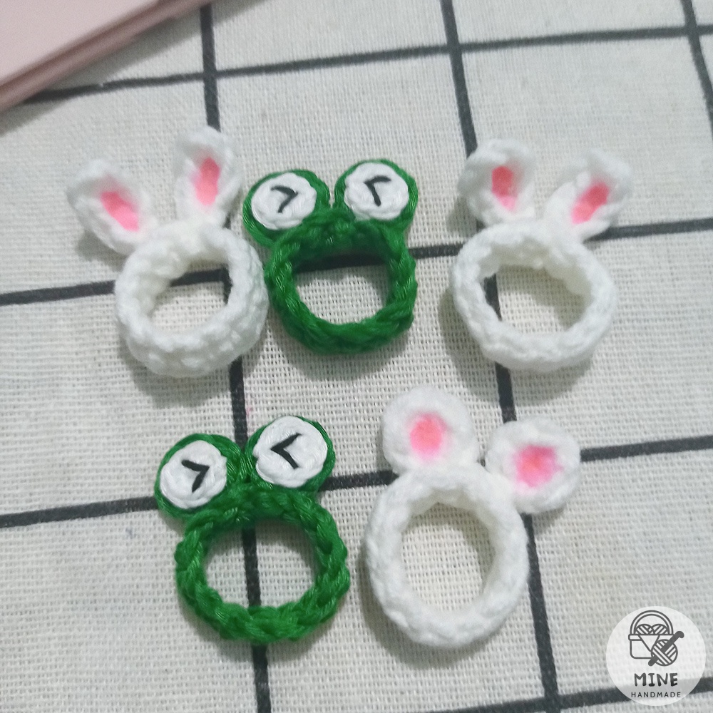 Nhẫn len hình ếch, tai thỏ dễ thương - Nhẫn cặp đôi bạn thân, tình yêu hot trend Hàn Quốc