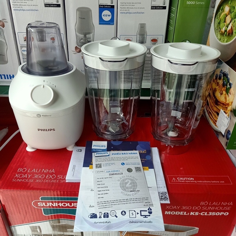 Máy xay sinh tố PHILIPS HR2041 /50 | 450W |xay nhuyễn trong 45s -Bảo Hành Chính Hãng 2 Năm
