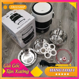Hộp cơm hâm nóng 3 tầng cắm điện inox - cặp lồng cơm 3 tầng ủ cơm tự động