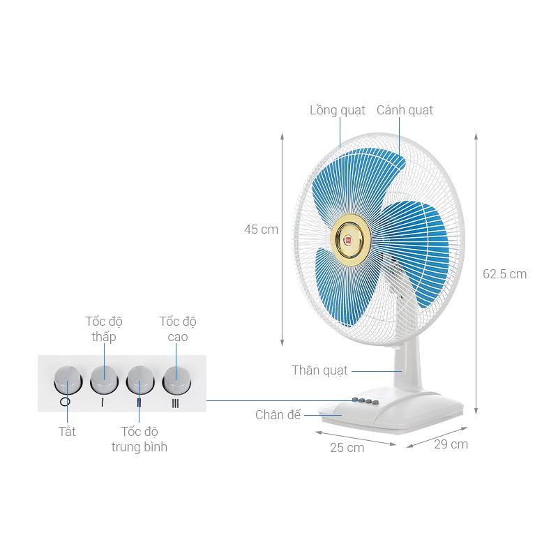 [GIAO CỰC NHANH] Quạt Bàn KDK A40B - Màu Xanh - Hàng chính hãng ( Miễn Phí Giao Hàng Trong TP HCM )