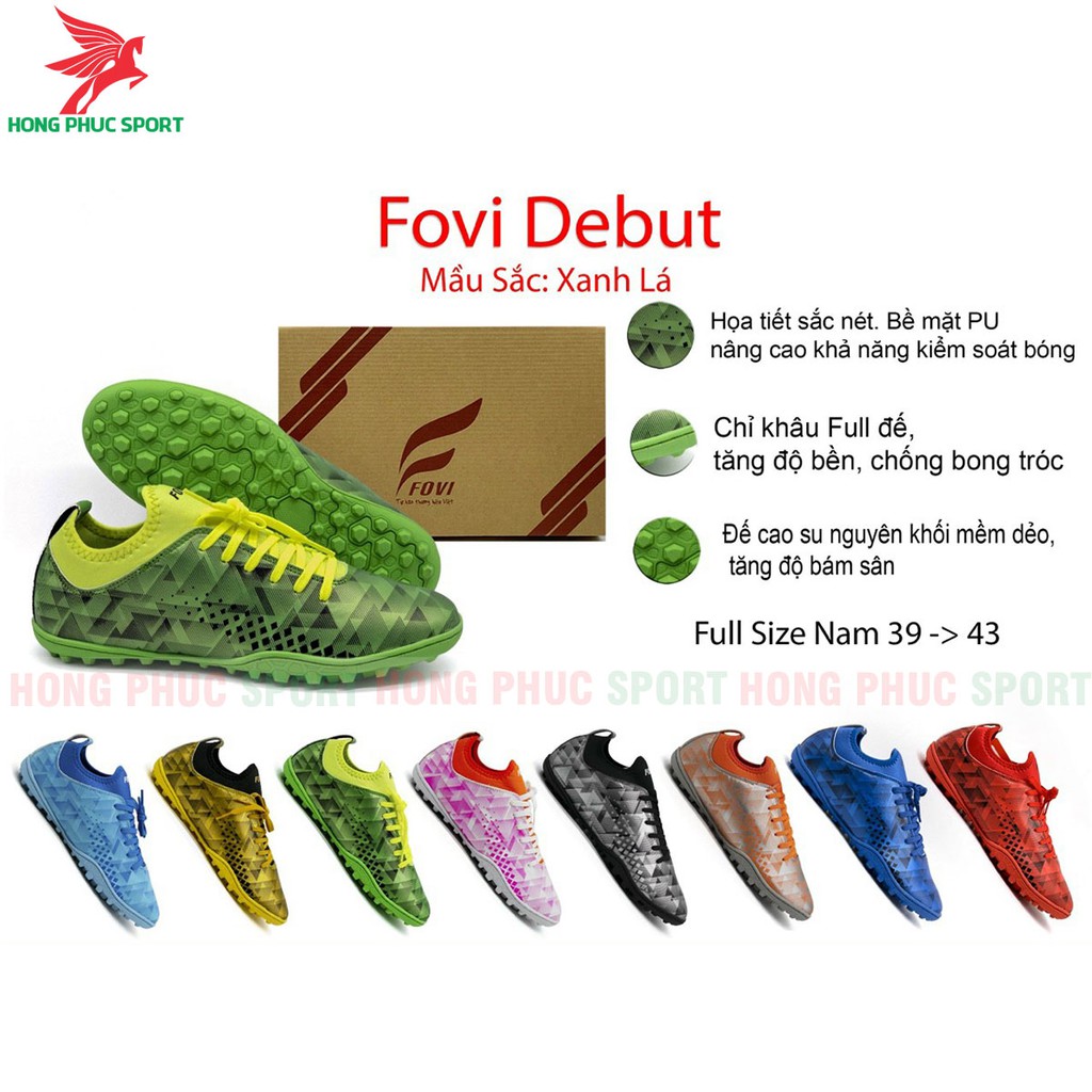 GIÀY BÓNG ĐÁ SÂN CỎ NHÂN TẠO FOVI DEBUT X19 FULL HỘP KHÂU FULL ĐẾ