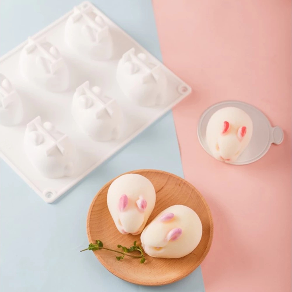 Khuôn Silicone Làm Bánh Hình Thỏ 3D Chống Dính Tiện Dụng