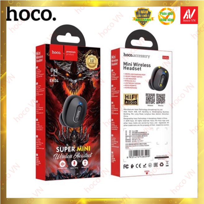 Tai Nghe Bluetooth Hoco EK04 V5.0 1 bên mini siêu nhỏ pin lâu