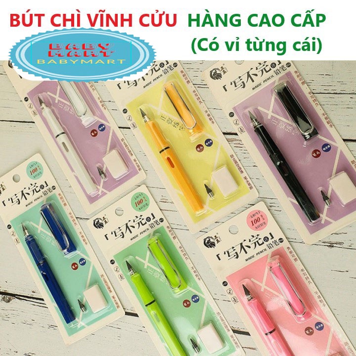 Bút Chì Vĩnh Cửu Không Cần Gọt Dành Cho Học Sinh Tập Viết Tặng Kèm 1 Đầu Bút Thay Thế Và 1 Cục Tẩy