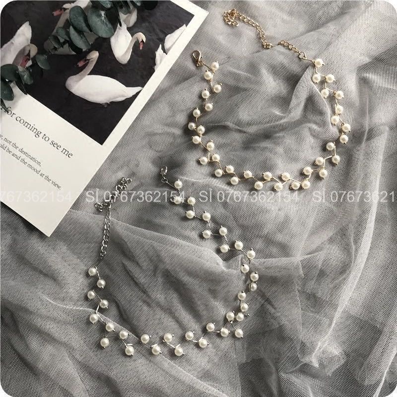 Dây Chocker Nữ Đính Ngọc Trai Nhân Tạo, Dây Chuyền Nữ Sexy Tạo Dáng Thon Cho cổ