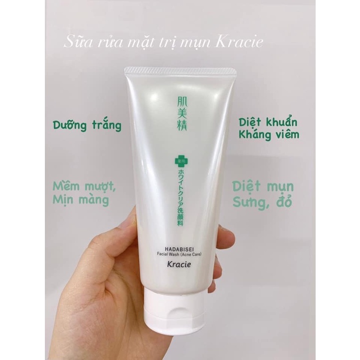 Sữa rửa mặt ngừa mụn và làm sạch dầu nhờn và thâm mụn Kracie Hadabisei Acne Care Facial Wash Nhật Bản 110g