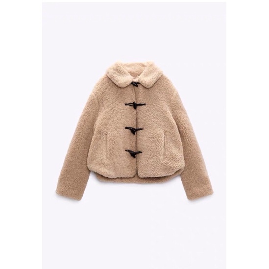 Áo khoác lông cừu khuy sừng Zarraaa, kèm ảnh thật