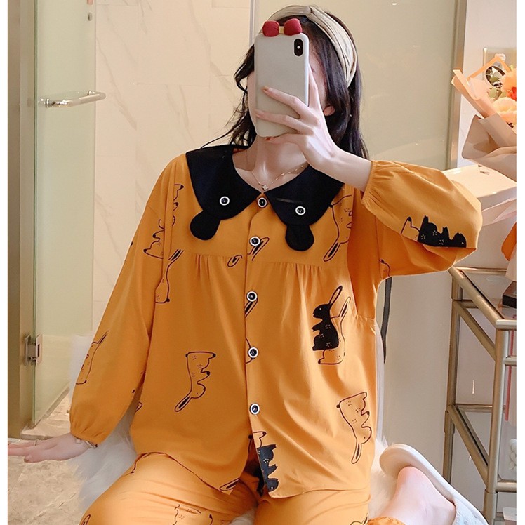 Bộ đồ ngủ cotton siêu mát thời trang dễ thương , các mẹ bầu mặc cũng xinh luôn - Mã BQD03