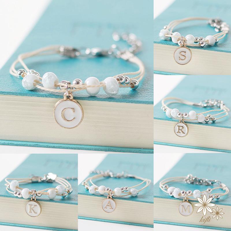 【kifli】Vòng Đeo Tay Mặt Trái Tim In Chữ Bằng Gốm Sứ Dành Cho Cặp Đôi