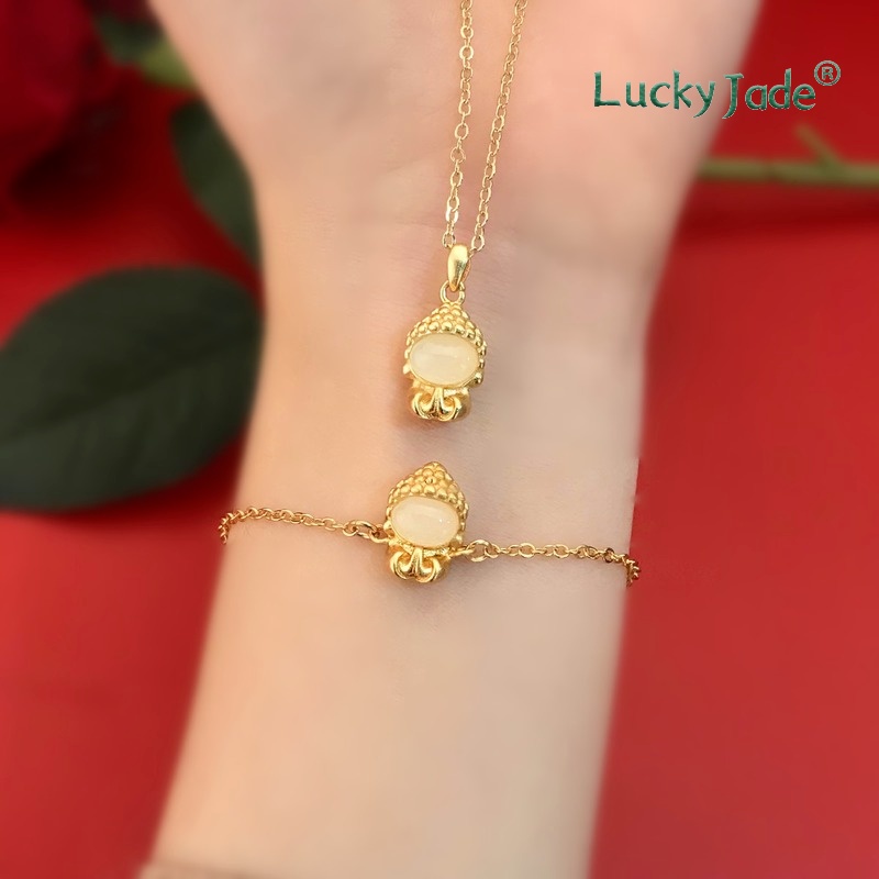 Vòng Tay Phật Giáo Đính Đá Ngọc Bích Trắng Nhỏ Hình Giọt Nước Phong Cách Trung Hoa Cổ Điển