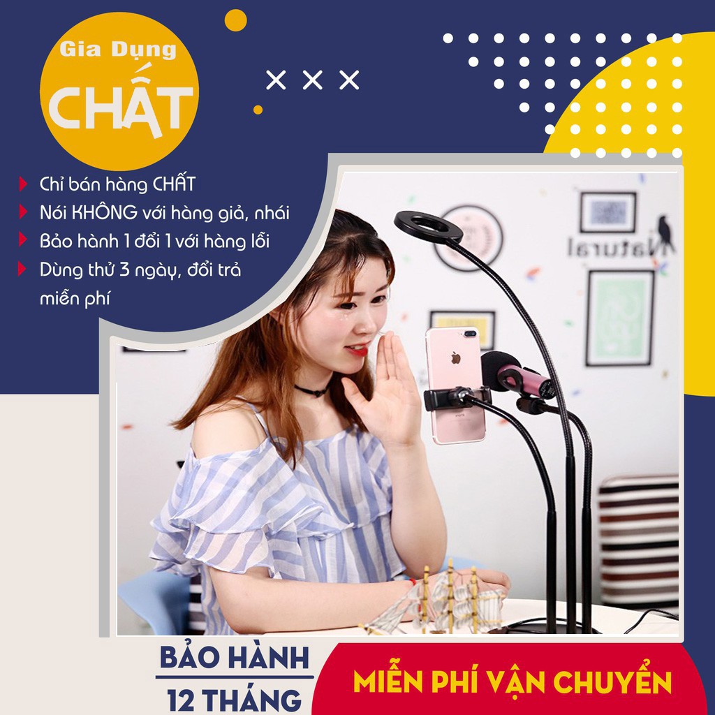 [Bảo Hành 12 Tháng] Đèn Livestream Để Bàn 3 trong 1 cao cấp