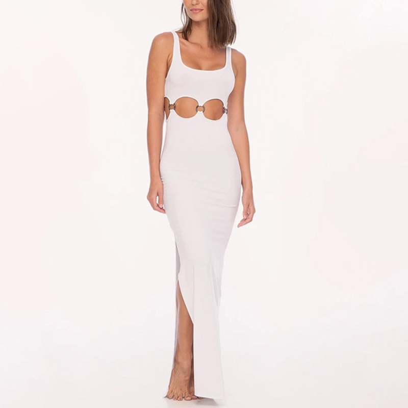 Đầm Maxi Dài Không Tay Hở Lưng Xẻ Tà Quyến Rũ Cho Nữ