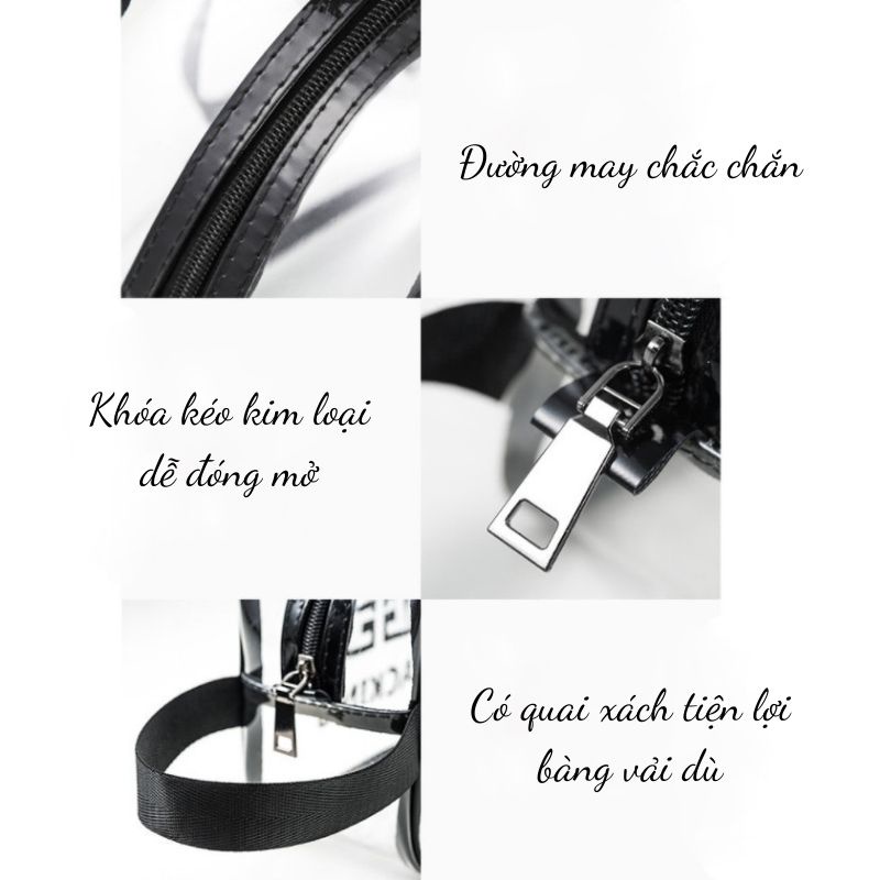 Túi đựng mỹ phẩm trong suốt chống nước, Set 3 túi đựng đồ trang điểm du lịch