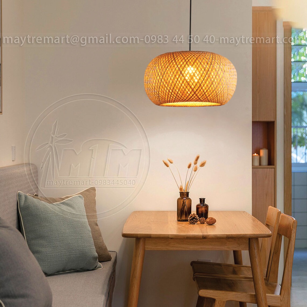 Đèn tre quả bí 2 lớp MTDT58 - Đèn mây tre, Đèn trang trí, Đèn treo thả