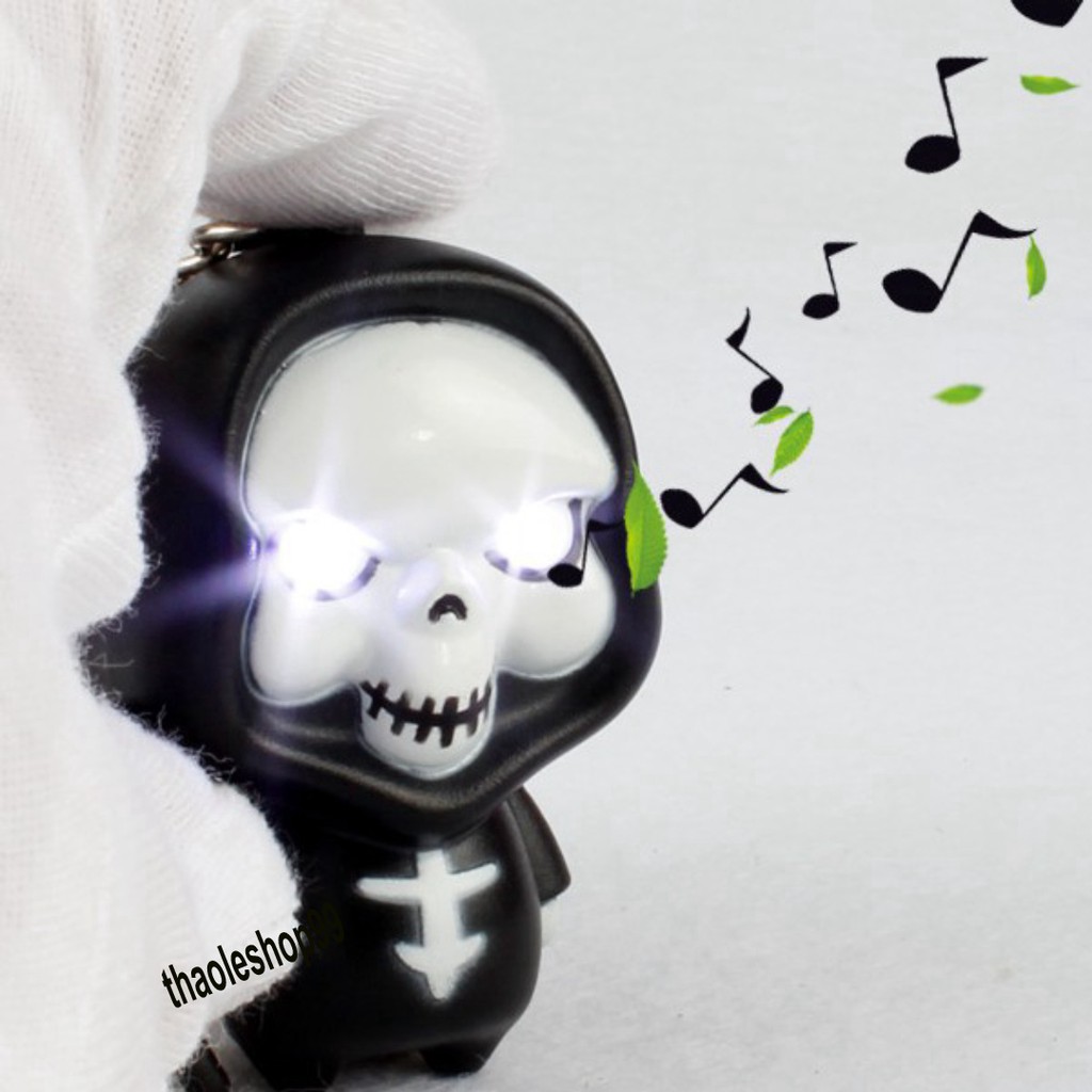 Móc khóa Ma-Móc khóa thần chết phát sáng đèn Led có âm thanh-Móc khóa gắn mô hình đèn LED thần chết ngộ nghĩnh đáng yêu