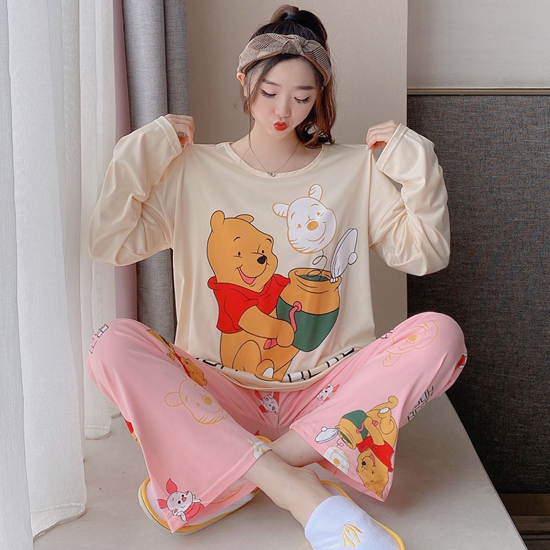 Bộ Đồ Ngủ Nữ Mặc Nhà Vải Co Giãn 4 Chiều - Quần Áo Dài Tay Váy Ở Nhà Mùa Xuân Thu Đông Hè Dễ Thương Ảnh Thật Video BĐN27 | BigBuy360 - bigbuy360.vn