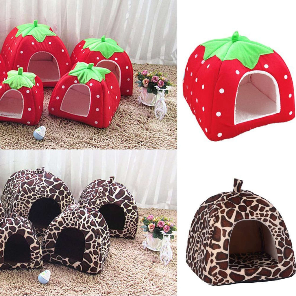 Nhà Cho Chó Mèo Thú Cưng Dâu Tây Mềm Giỏ Đệm Thời Trang Cũi Chó-168