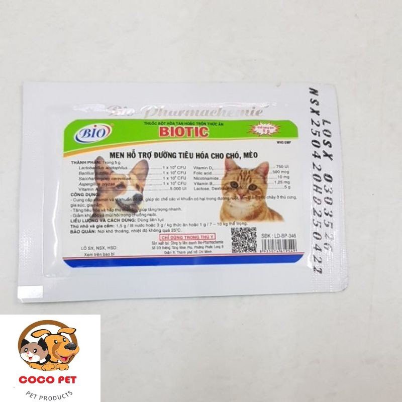 BIOTIC - Men Hỗ Trợ Đường Tiêu Hóa Cho Chó Mèo Gói 5g
