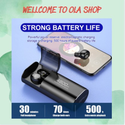 Tai nghe bluetooh không dây nhét tai F9- 4800, Phím cơ bền bỉ, cốc sạc kiêm pin dự phòng 4800 - 163