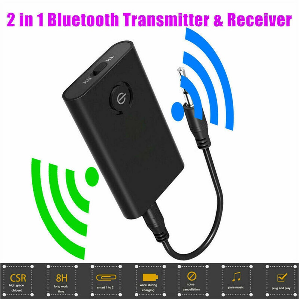 Bluetooth Transmitter Black 2-in-1 Adapter Speaker Wireless Accessories